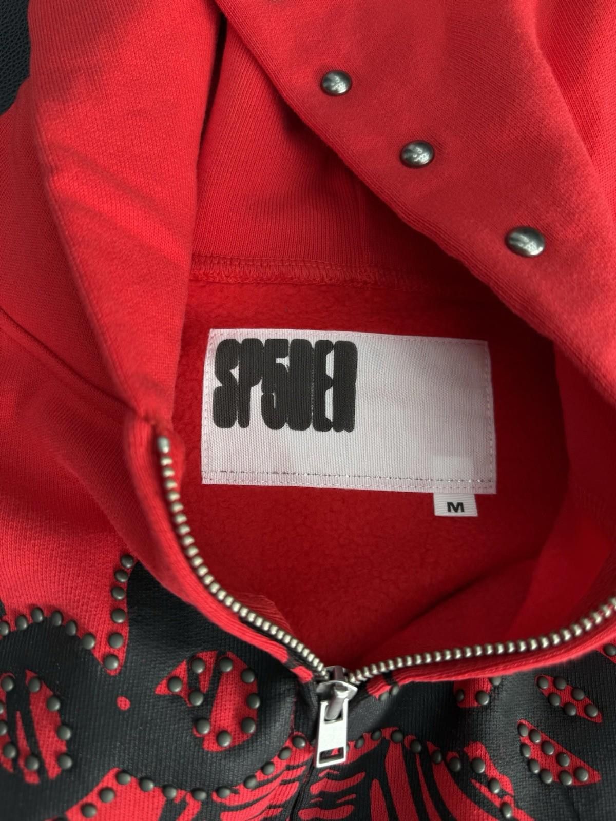 Sp5der Sp5der Worldwide Red Zip Up Studded Hoodie Size Medium (NEW) Size US M / EU 48-50 / 2 - 7 Thumbnail