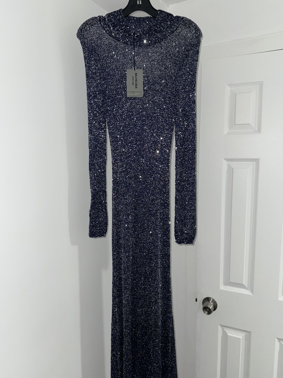 Balenciaga Balenciaga Sequined metallic knit turtle neck maxi dress Size L / US 10 / IT 46 - 15 Thumbnail