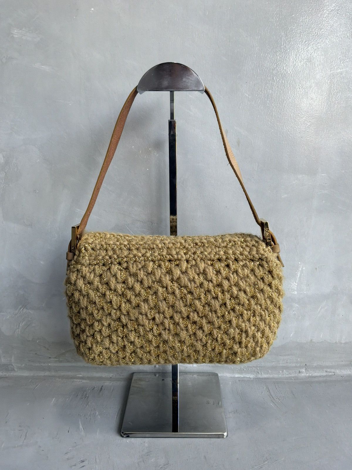 Fendi Fendi - Knit Woven Crochette Ponyhair Baguette Bag Size ONE SIZE - 3 Thumbnail