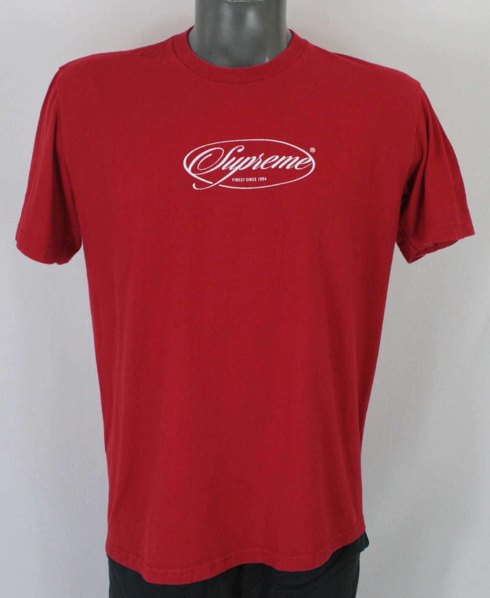 Supreme Script Spell Out Red White Tee Tops