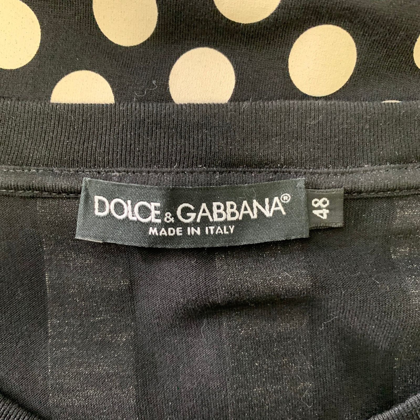 Dolce & Gabbana DOLCE & GABBANA Black White Polka Dot Stripes Cotton Shirt Size US M / EU 48-50 / 2 - 5 Thumbnail