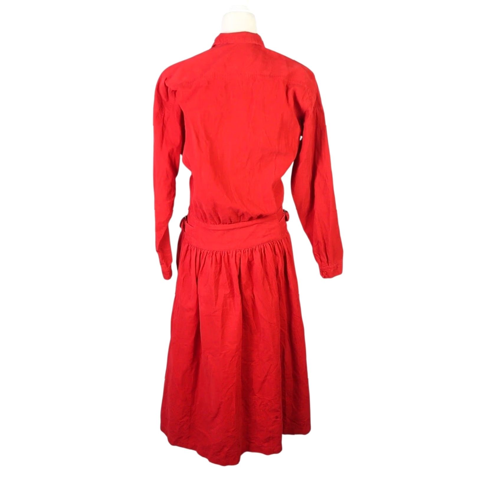 Toffs VINTAGE Toffs Red Corduroy Drop Waist Midi Shirt Dress S Women Long Sleeve Button Front 100% Cotton Pockets 90s Western Size S / US 4 / IT 40 - 4 Thumbnail