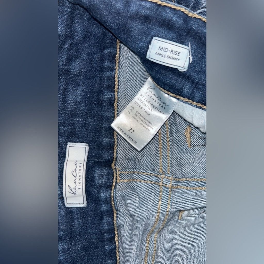 Kancan USA Kancan mid rise blue denim jeans with distressed details Size 27" / US 4 / IT 40 - 4 Thumbnail