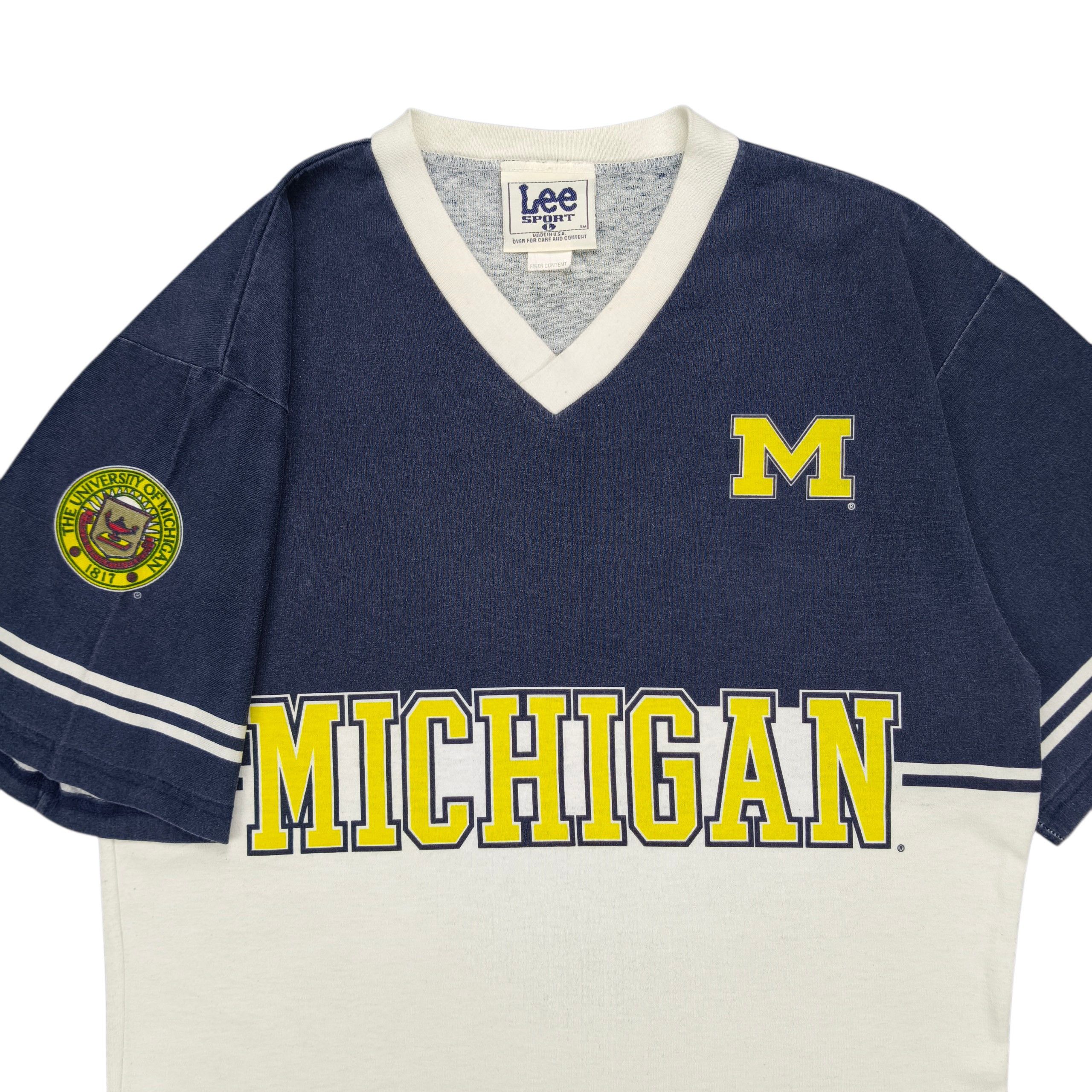 Vintage 90s Michigan Wolverines Spell Out Jersey Tee USA L