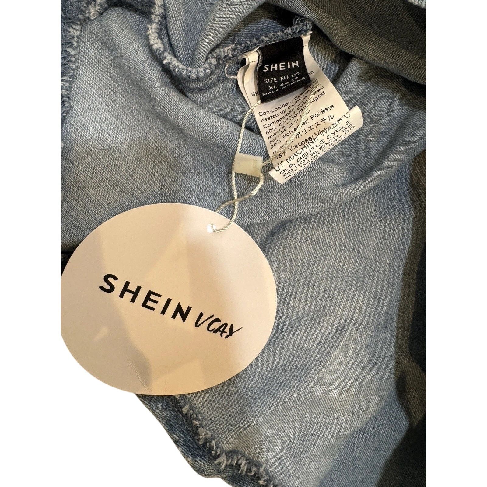 Shein SHEIN Chambray Smocked Mini Dress Womens XL Light Blue NWT Size XL / US 12-14 / IT 48-50 - 2 Thumbnail