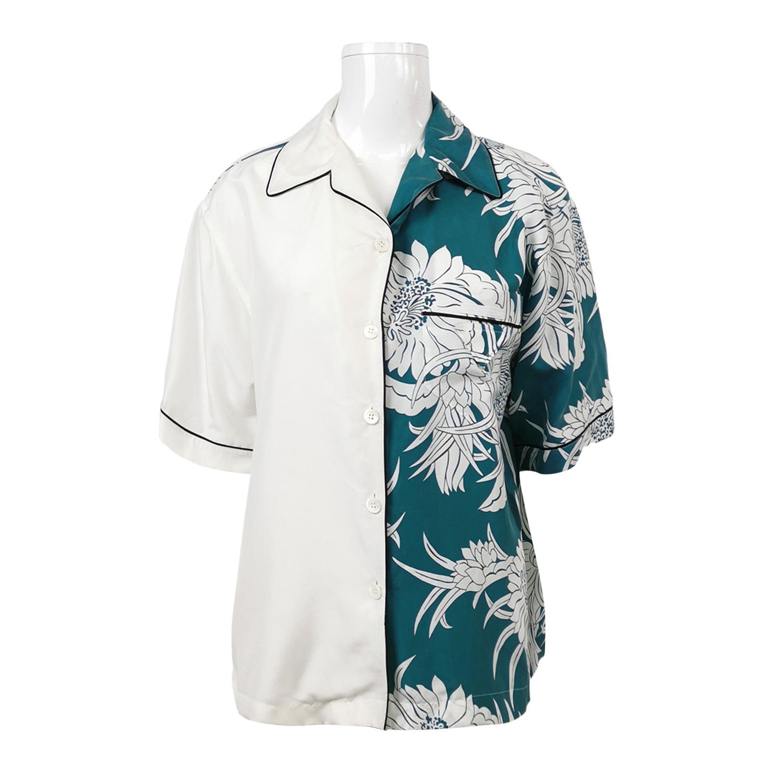 Prada Prada Color-Blocked Silk Shirt in Size 38 - dmc Size XS / US 0-2 / IT 36-38 - 1 Thumbnail