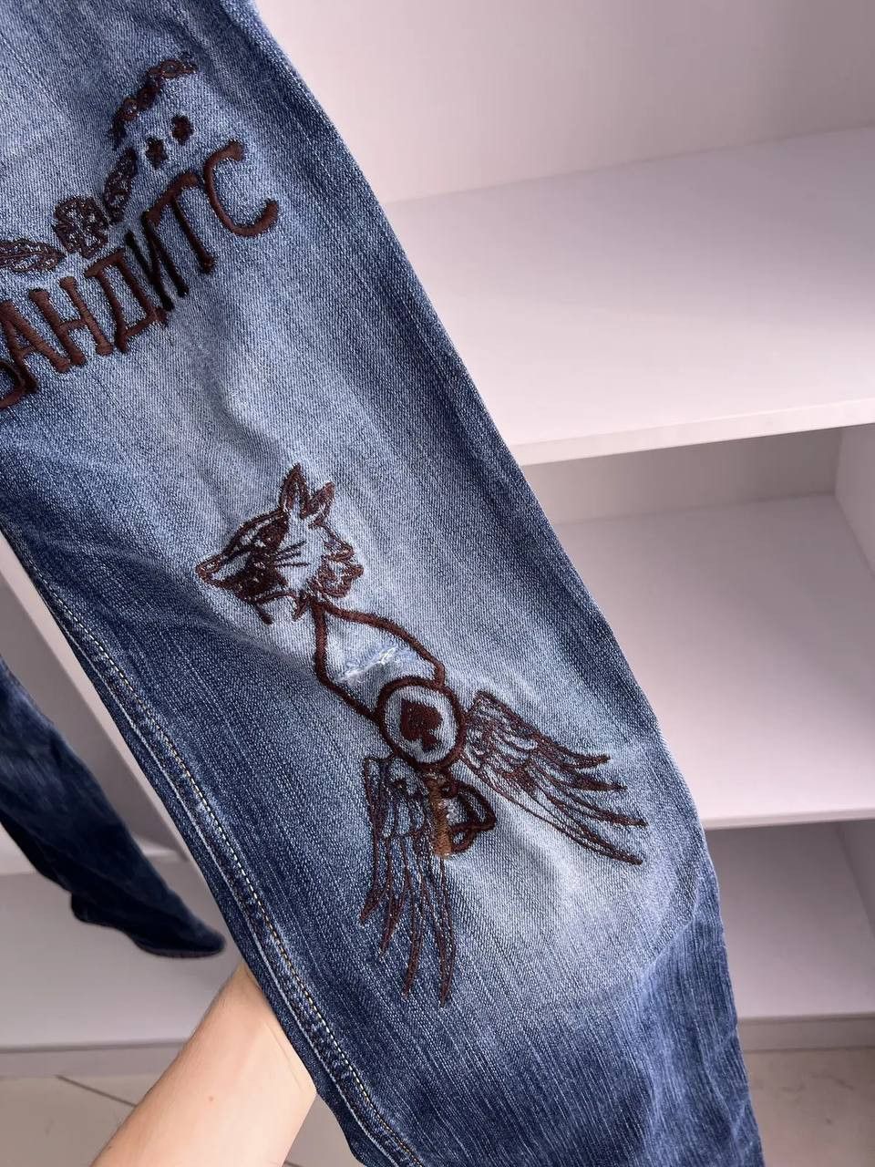 Designer × Diesel × Vintage RARE Y2K Criminal Bandit Embroidered Tattoo Denim Jeans Size US 32 / EU 48 - 7 Thumbnail