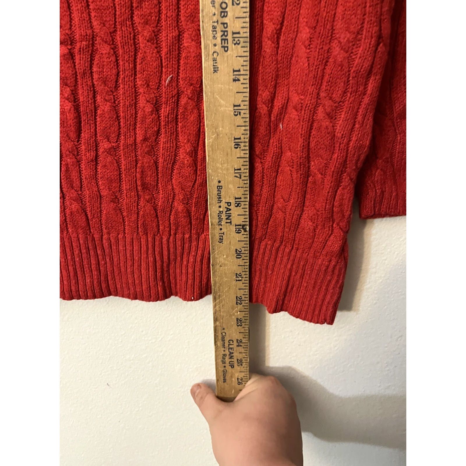 Loft Loft cable V-Neck Red Women Long Sleeve Medium Sweater Size M / US 6-8 / IT 42-44 - 4 Thumbnail