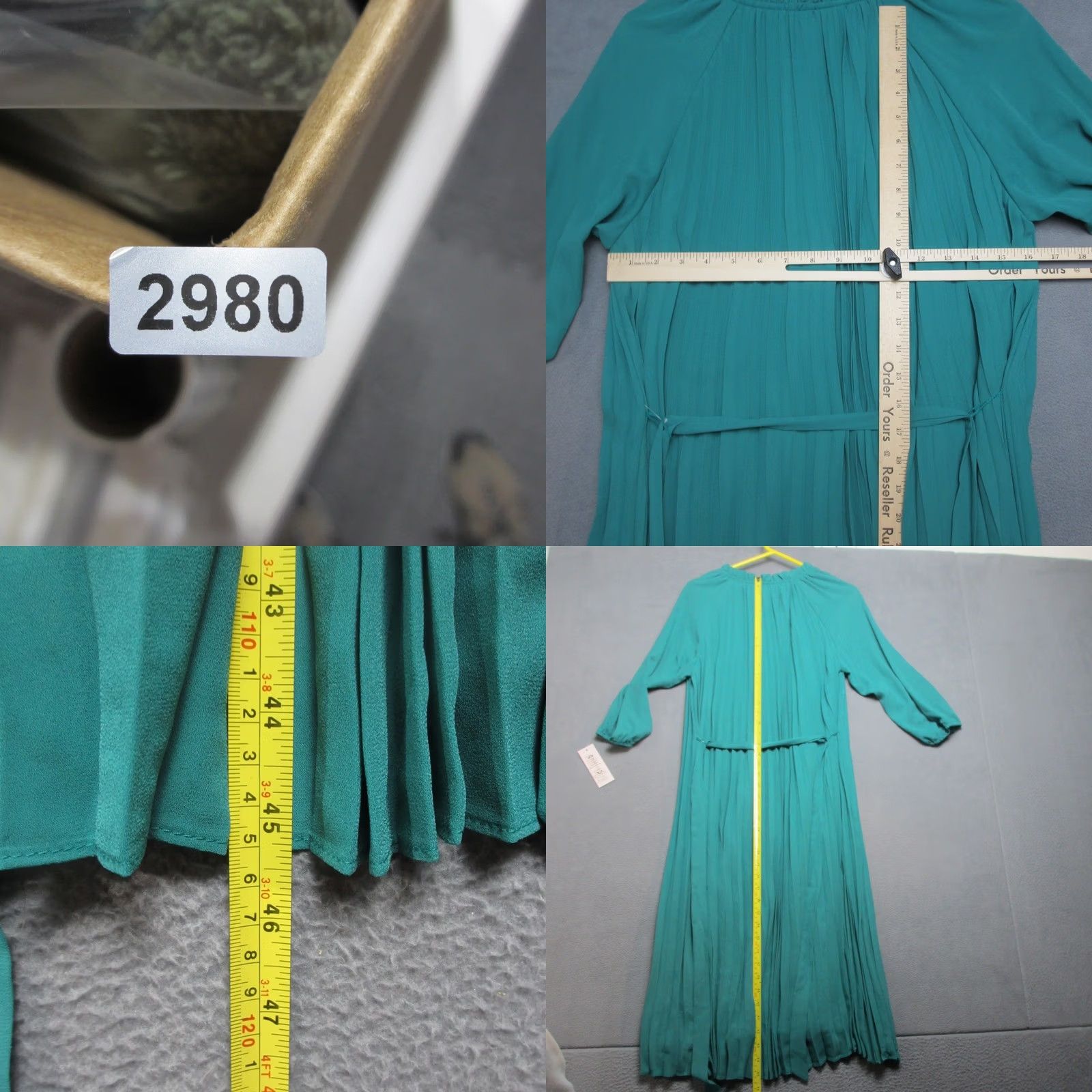 Nanette Lepore Nanette Lepore Dress Womens 10 Green Pleated Chiffon Ruffle Trim Split Tie Neck Size L / US 10 / IT 46 - 8 Thumbnail