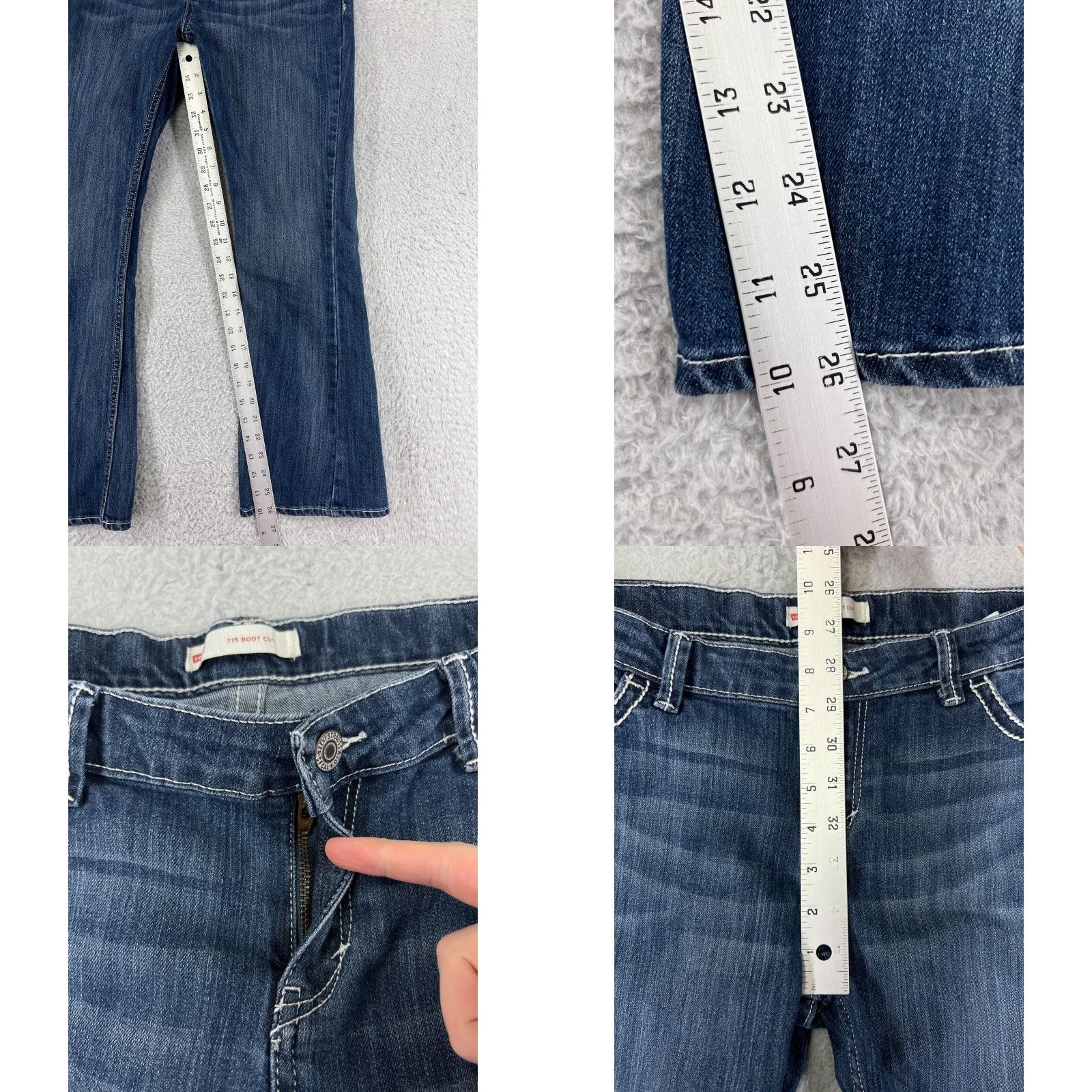 Levi's Womens Levis Pants 14.5 Blue Denim Cotton Blend Stretch Bootcut Embroidered Size 36" / US 14 / IT 50 - 9 Thumbnail