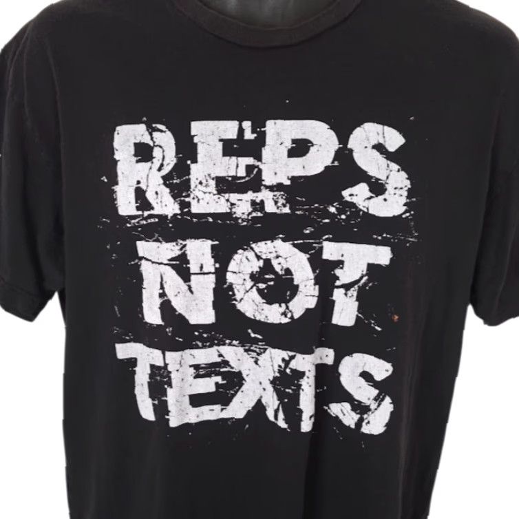 Vintage Grunt Style Workout T Shirt Mens Size Large Black Reps Not Texts Bodybuilding Gym Shirt Mens Large Black Grunt Style Size US L / EU 52-54 / 3 - 2 Thumbnail