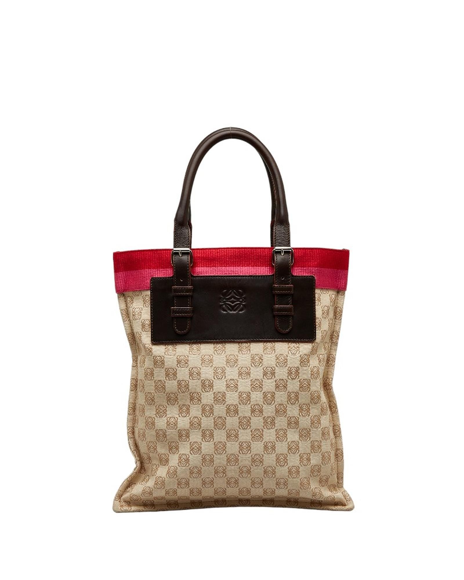 image of Loewe Anagram Canvas Tote Bag in Brown, Women's