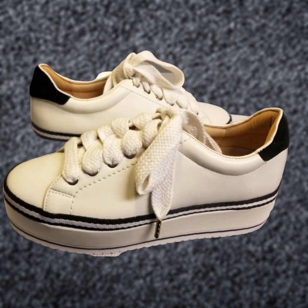 Joie VINTAGE Joie DABNIS STRIPE Platform Sneaker Ivory Black Size 7 Womens Size US 7 / IT 37 - 1 Thumbnail