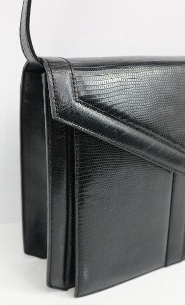Yves Saint Laurent Yves Saint Laurent Black Y Logo Lizard Embossed Leather Size ONE SIZE - 3 Thumbnail