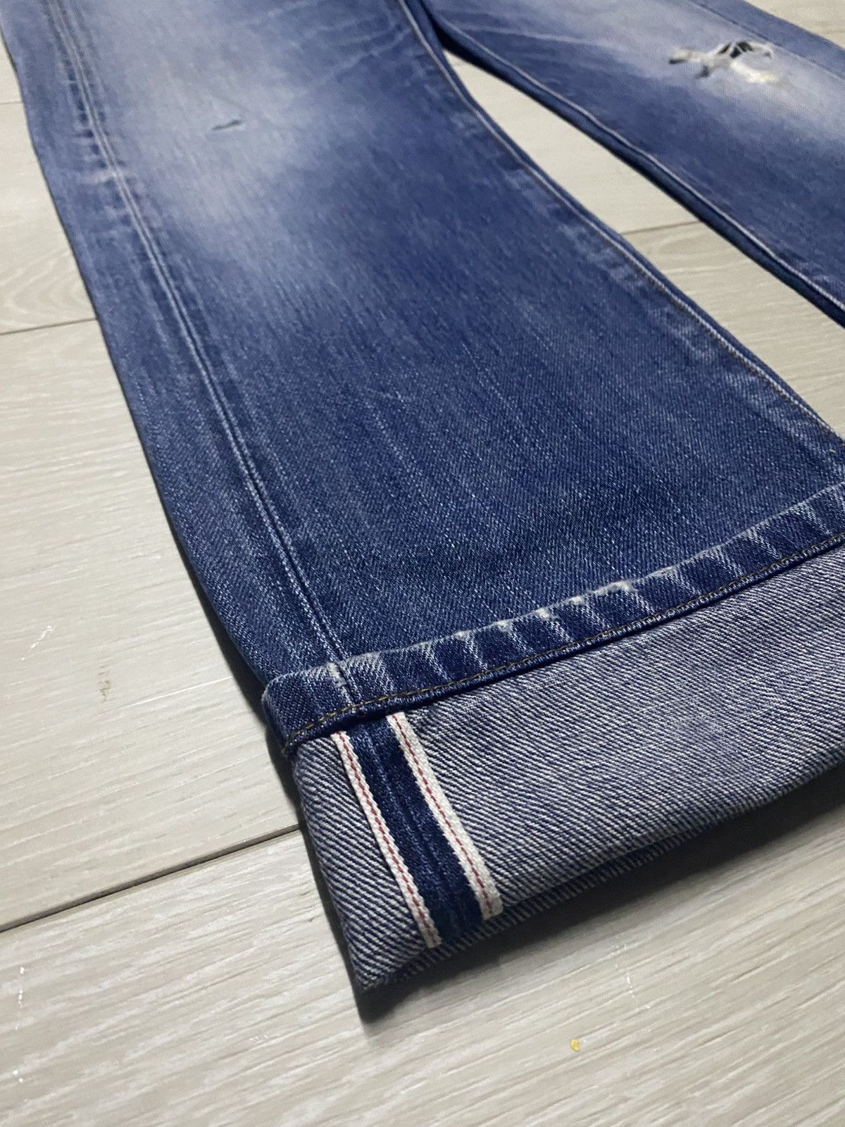 Uniqlo JAPANESE Uniqlo Selvedge Faded Wash Distressed Slim Jeans Size US 33 - 9 Thumbnail