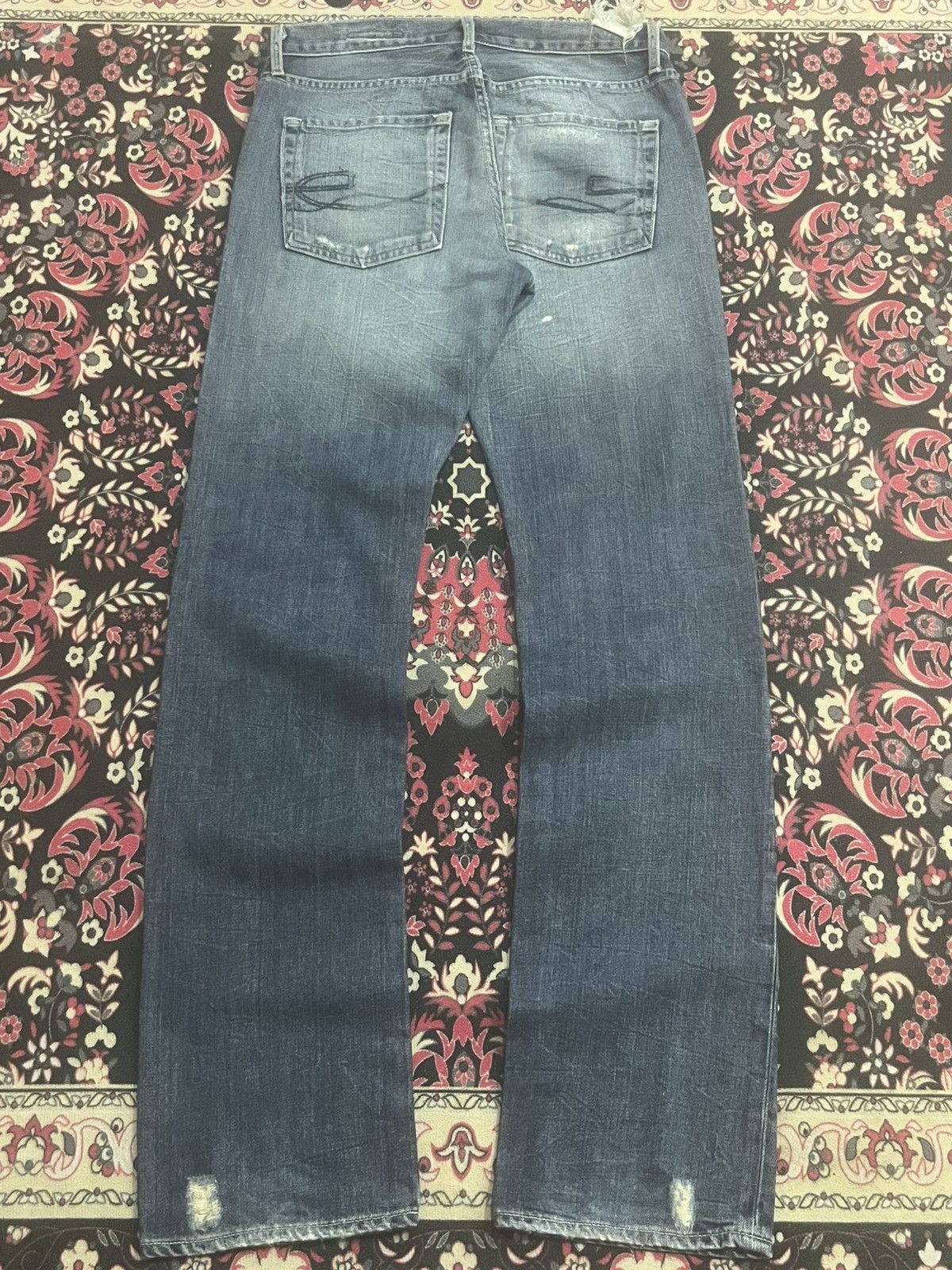 Chip & Pepper Vintage Chip & Pepper Blue Faded Whisker Rip Straight Jeans Size US 29 - 2 Thumbnail