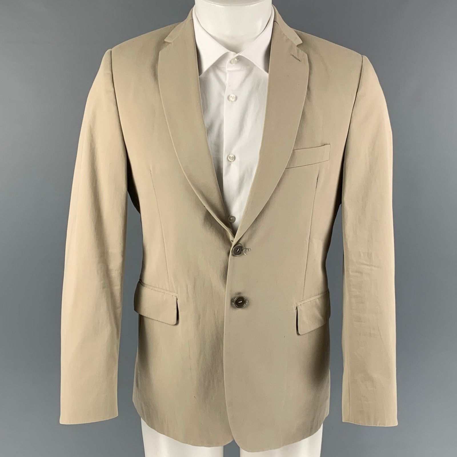 Barneys New York BARNEY'S CO-OP Size 36 Khaki Cotton Notch Lapel Sport Coat Size 36R - 1 Thumbnail
