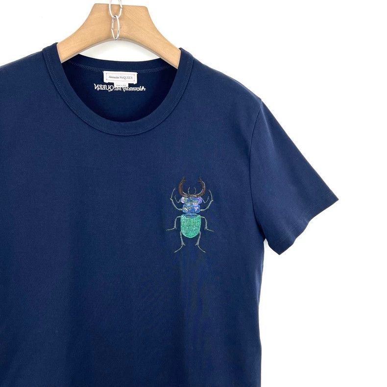 Alexander McQueen Alexander Mcqueen Dark blue insect embroidered letter logo Size L / US 10 / IT 46 - 3 Thumbnail