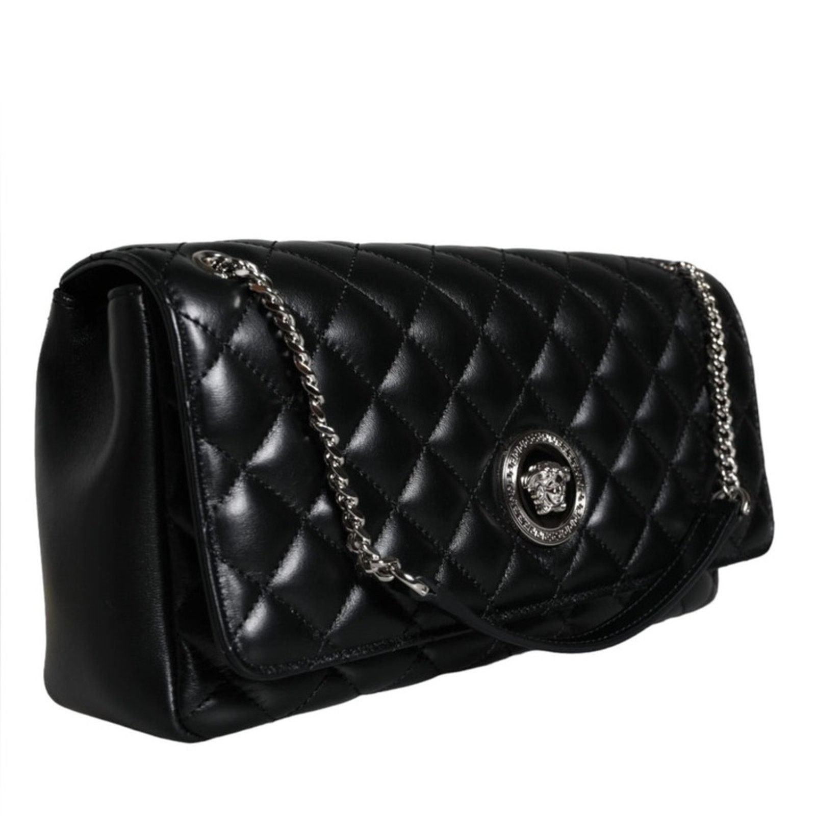 Versace Versace Black Quilted Lambskin Leather Shoulder Bag Size ONE SIZE - 3 Thumbnail