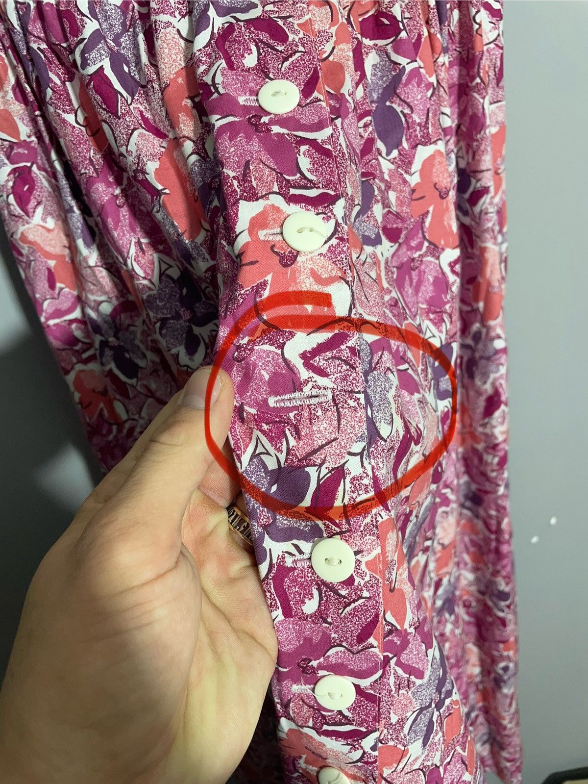 Laura Ashley × Vintage Vintage Laura Ashley 1980s dark pink floral pattern dress Size M / US 6-8 / IT 42-44 - 3 Thumbnail