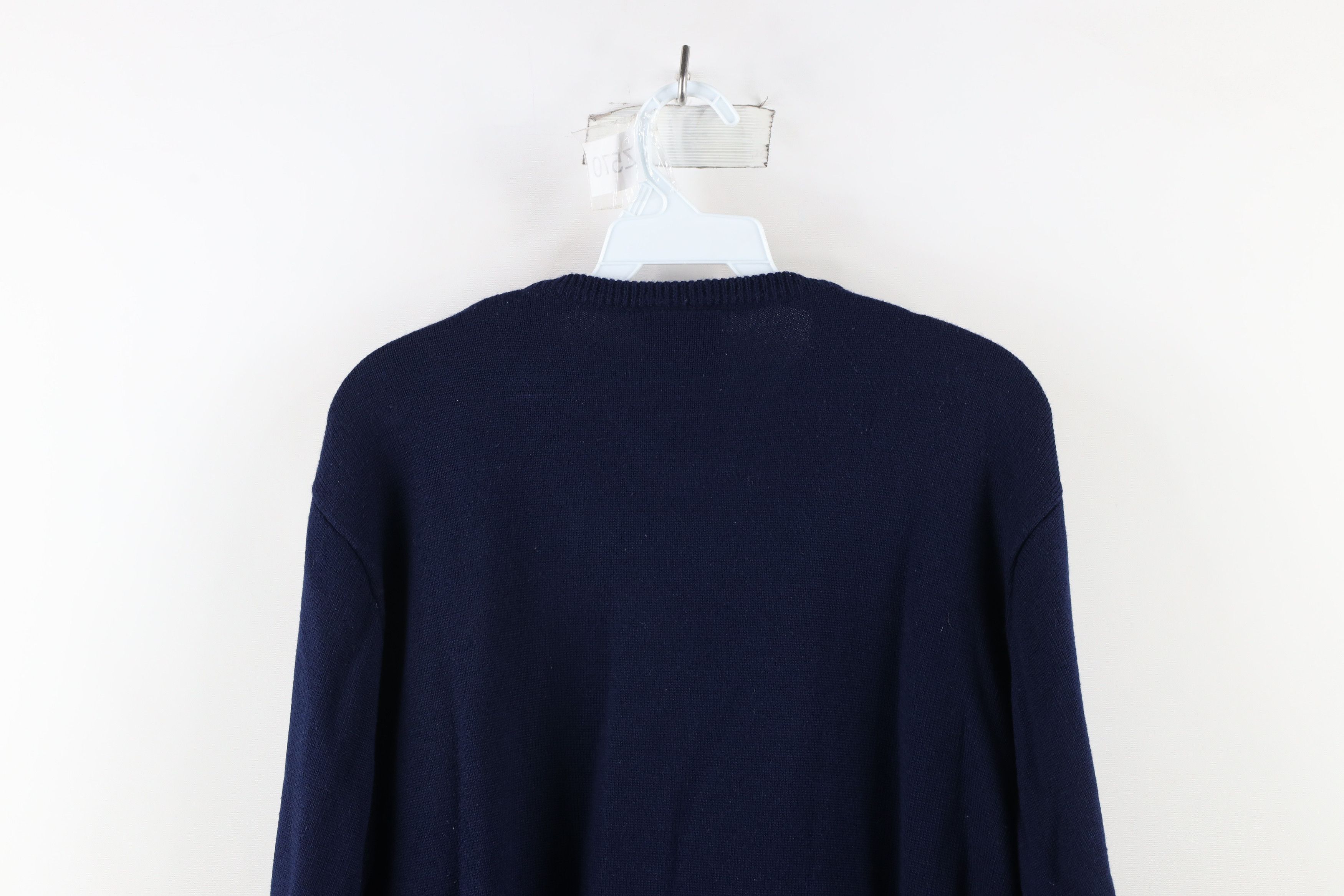 Ralph Lauren × Vintage Vintage 90s Ralph Lauren Knit V-Neck Sweater Navy Blue Size US M / EU 48-50 / 2 - 7 Thumbnail