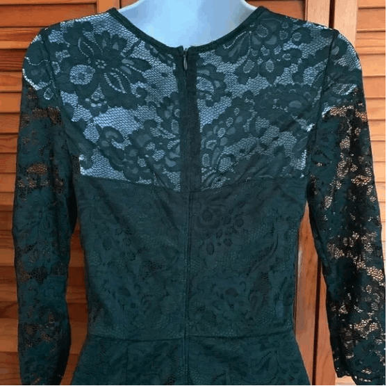 Shein Hunter Green Lace Bodycon Dress Size M / US 6-8 / IT 42-44 - 4 Thumbnail
