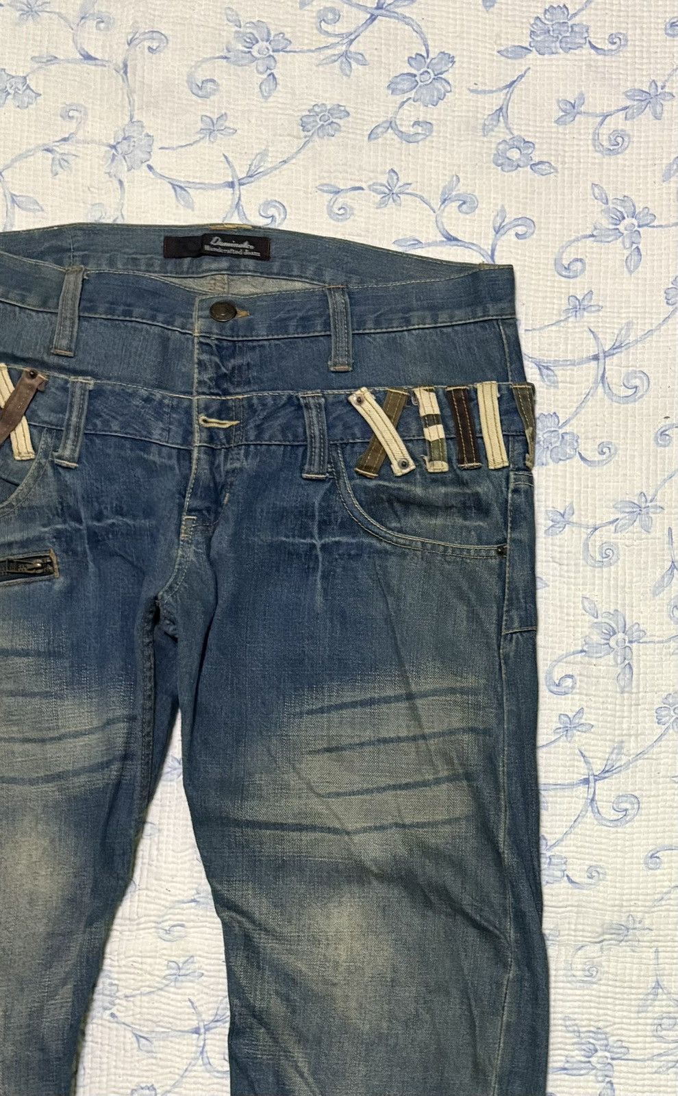 Japanese Brand Japanese International World Streetwear Double Waist Denim Size US 35 - 7 Thumbnail