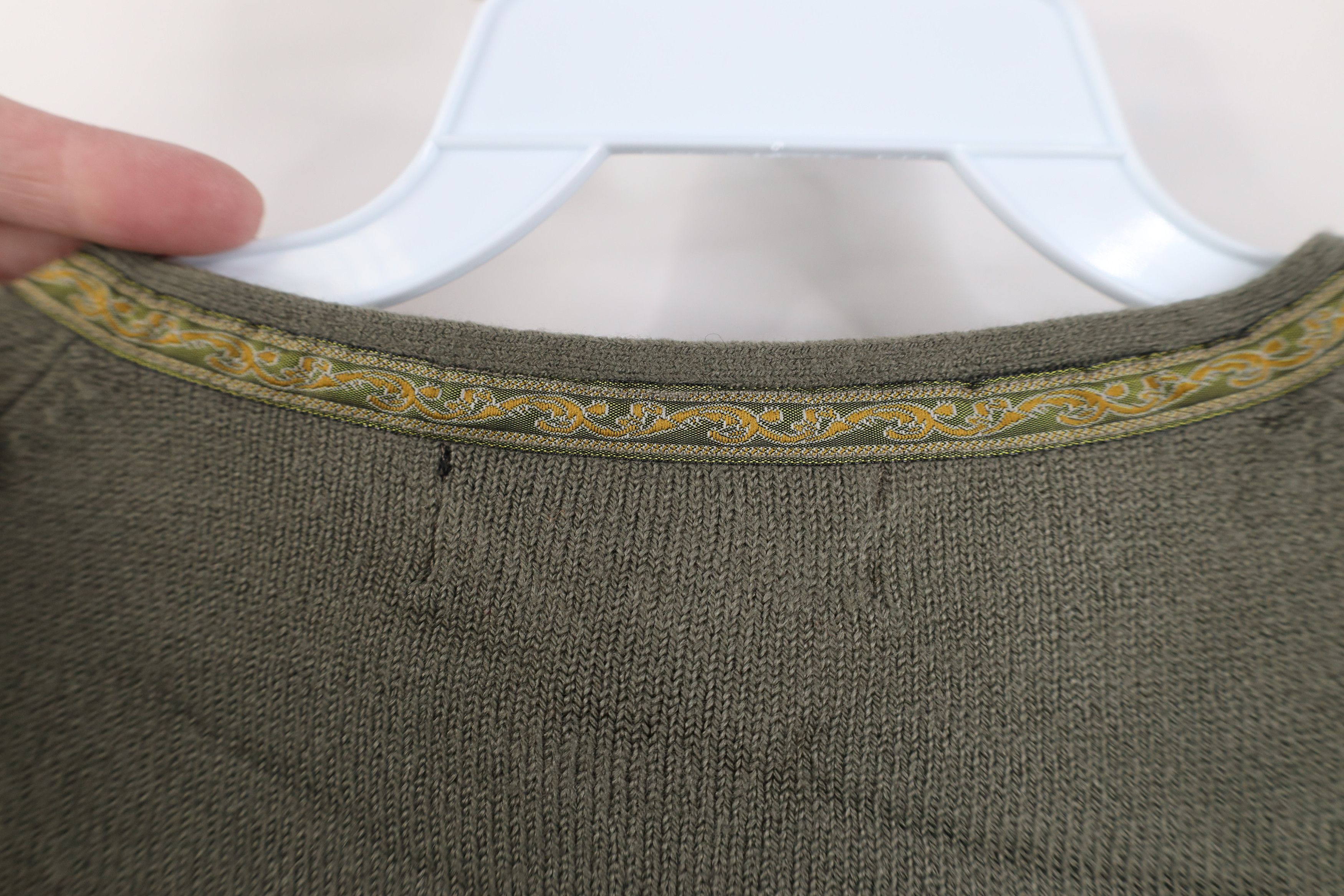 Vintage Vintage 90s Y2K Babydoll Front Knit Cardigan Sweater Green Size XL / US 12-14 / IT 48-50 - 9 Thumbnail