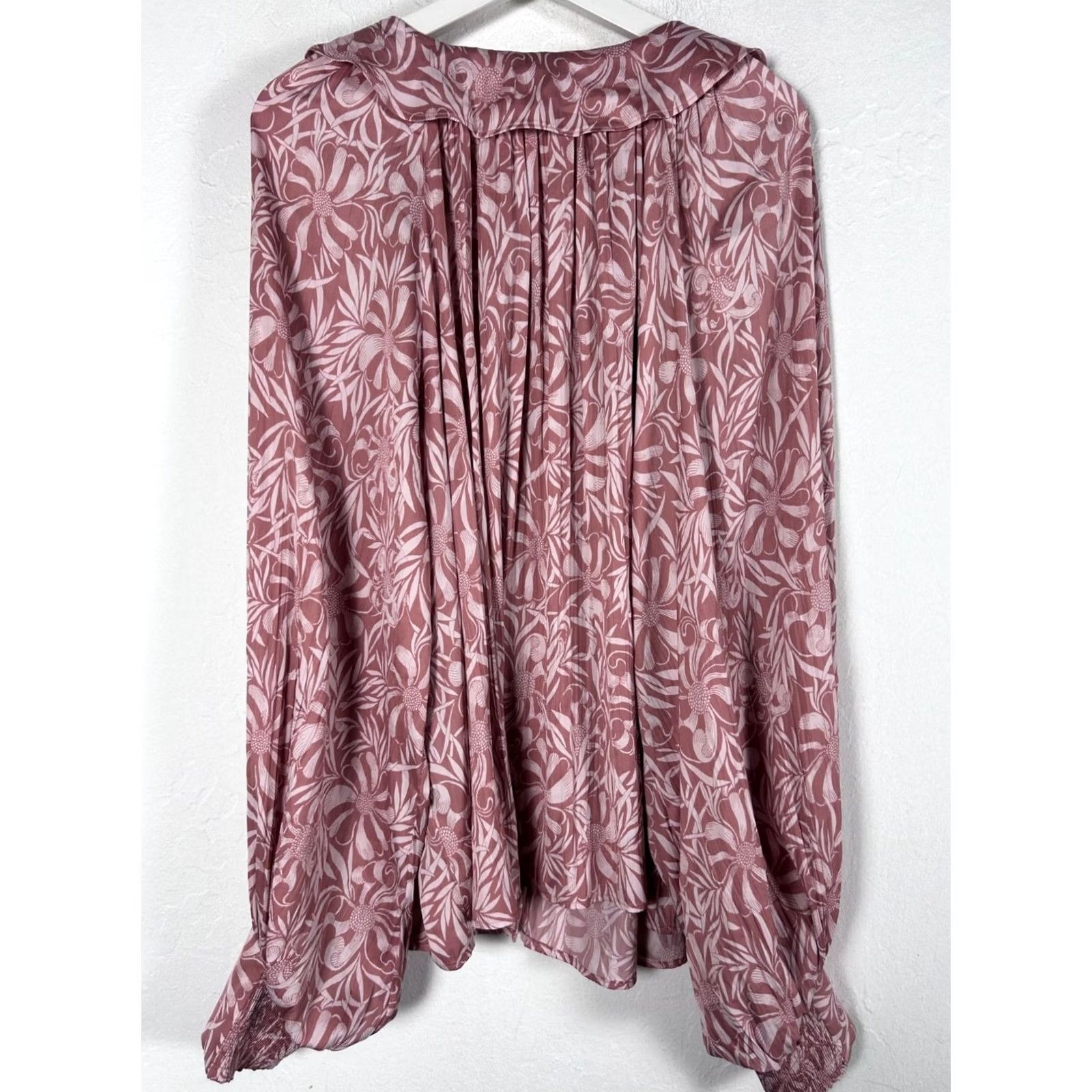 Anthropologie Florence Balducci for Anthropologie Womens Floral Button Down Boho Blouse 2X Pink White NWOT_Sold As Is Size XXL / US 16-18 / IT 52-54 - 2 Thumbnail