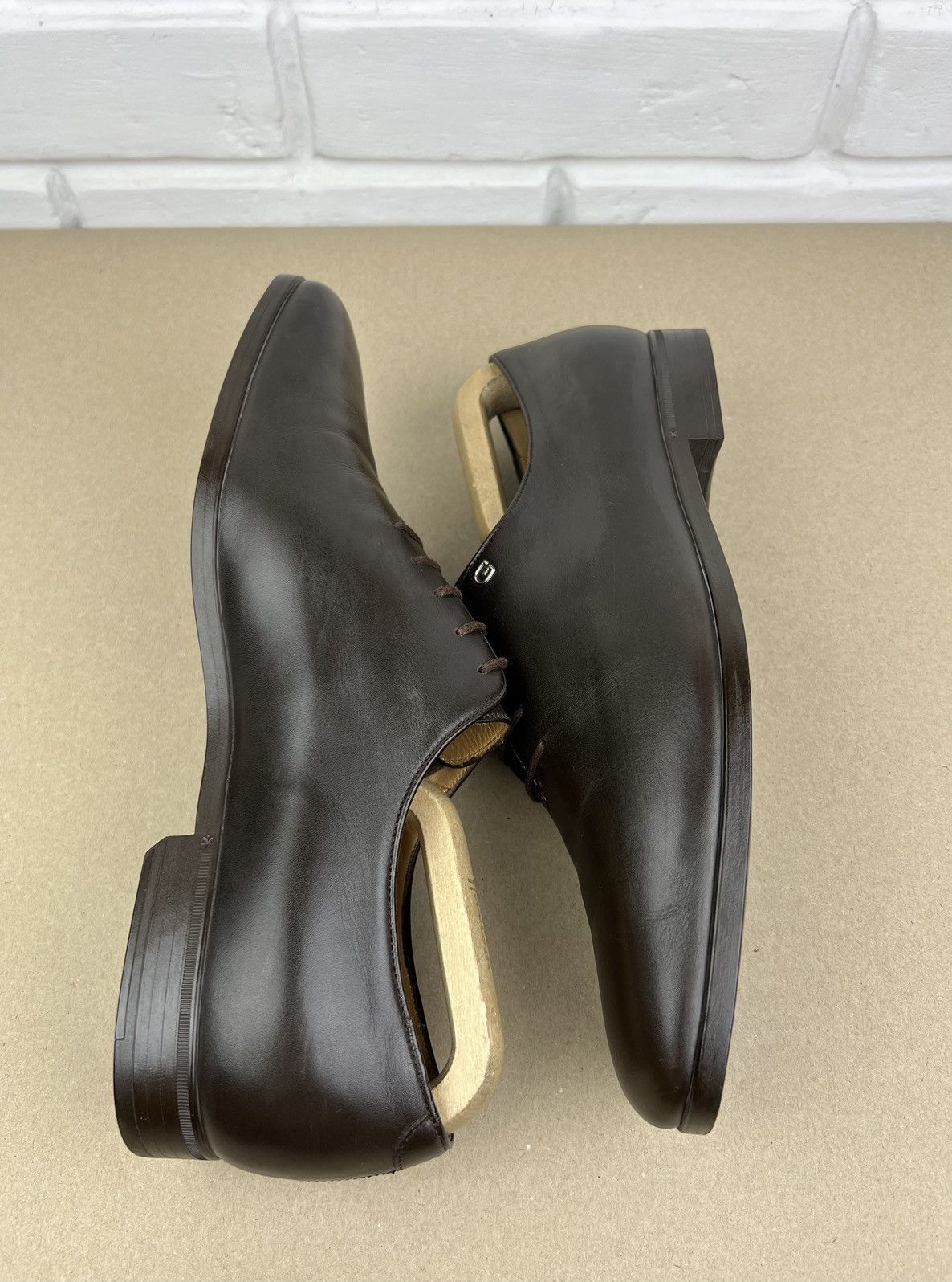 Gucci GUCCI Oxfords Leather Shoes Lace Up GG Metal Logo Brown Mens Size US 8.5 / EU 41-42 - 12 Thumbnail