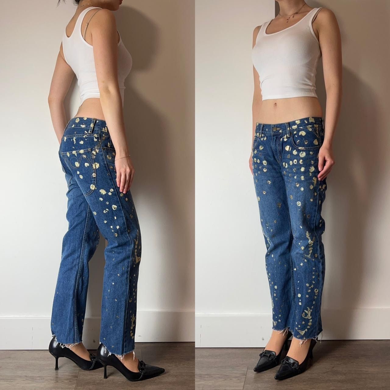 Tsumori Chisato Issey Art Tsumori Chisato Gold Splatter Hand Painted Jeans Size 26" / US 2 / IT 38 - 3 Thumbnail