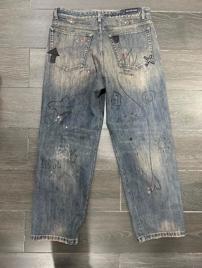 Balenciaga Balenciaga SS23 Dark Distressed Rhinestone Denim Size US 34 / EU 50 - 11 Thumbnail