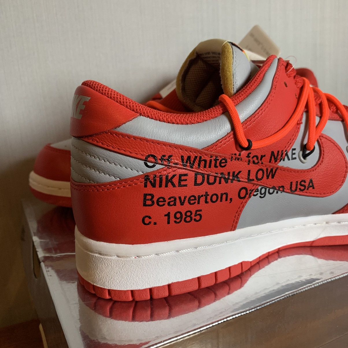Nike × Off-White × Virgil Abloh Off-White Nike Dunk Low University Red Size US 12 / EU 45 - 14 Thumbnail