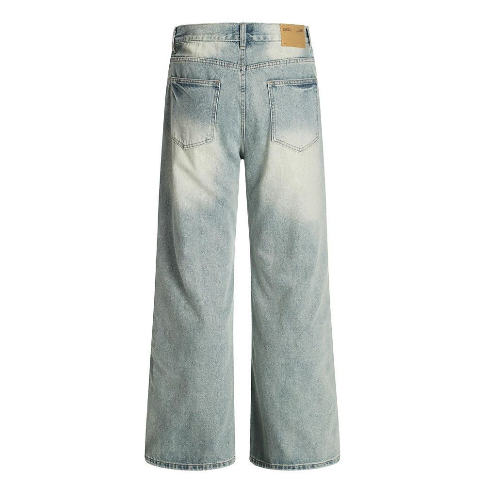 Jean Men's distressed gradient wide-leg punk washed jeans Size US 32 / EU 48 - 2 Thumbnail