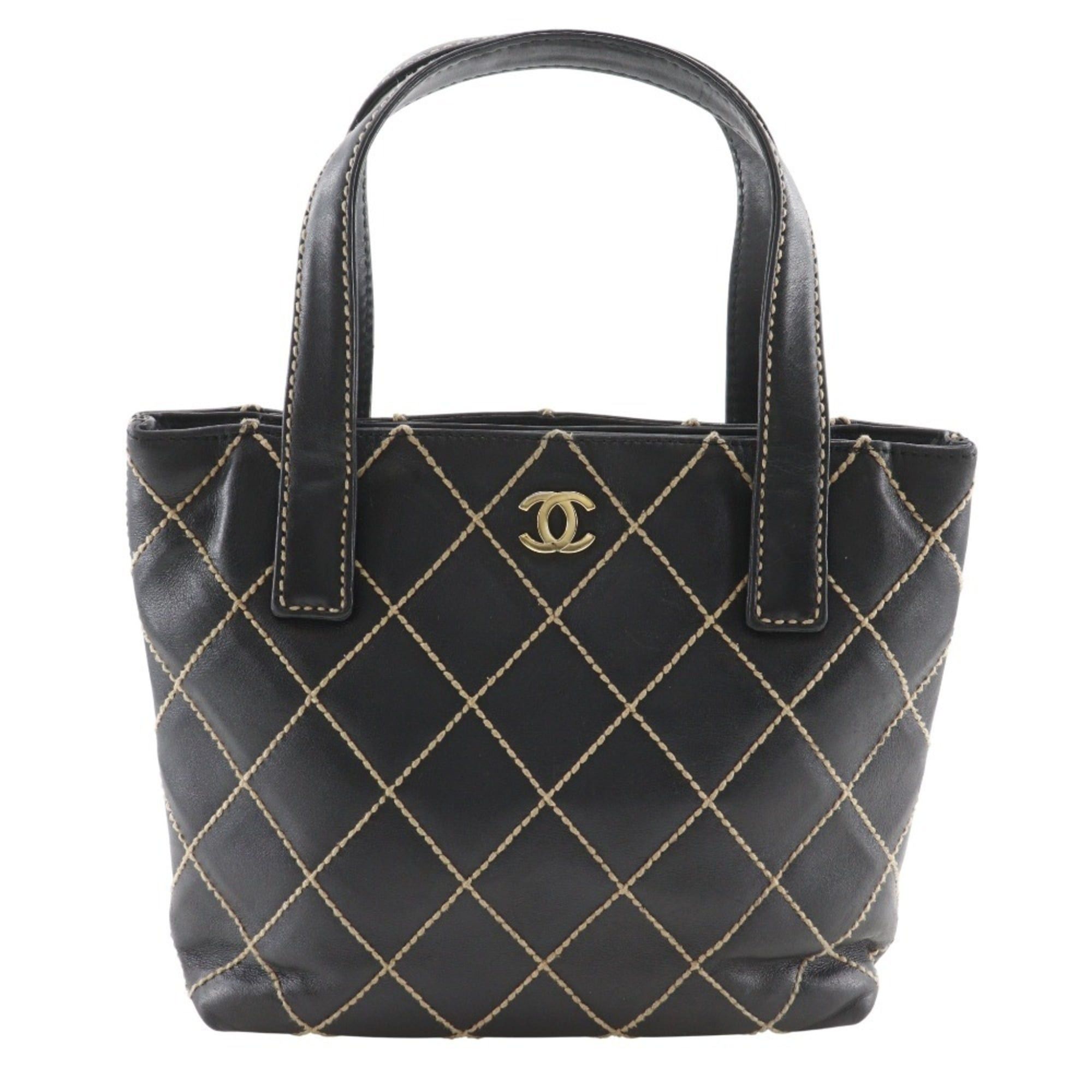 Chanel CHANEL Wild Stitch Handbag, Black Calfskin, A5 Size, Magnetic Included, Women's Size ONE SIZE - 1 Thumbnail