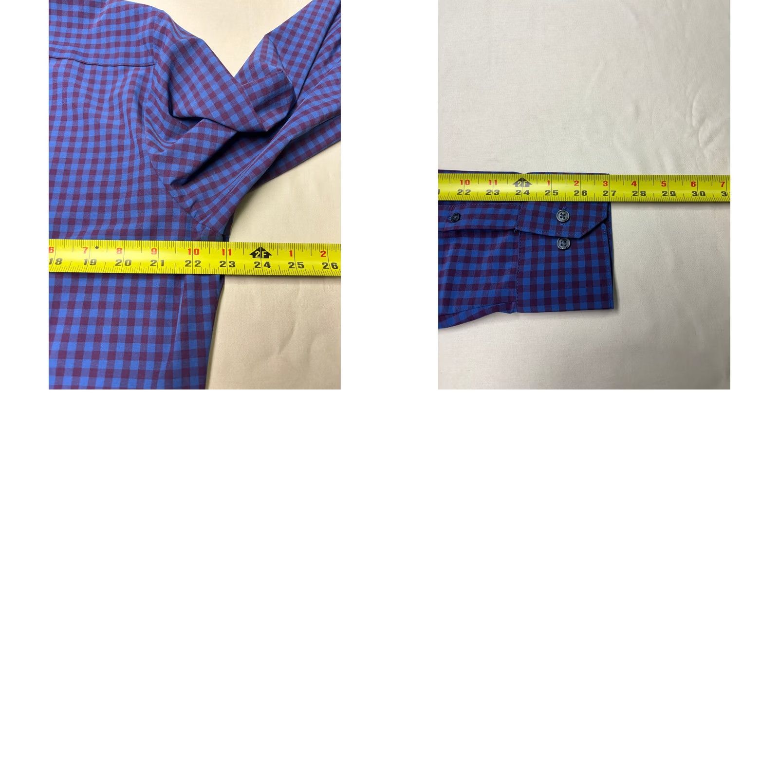 Mizzen+Main Mizzen+Main Leeward Mens Large Trim Fit Gingham Dress Shirt Blue Purple Size 42R - 8 Thumbnail