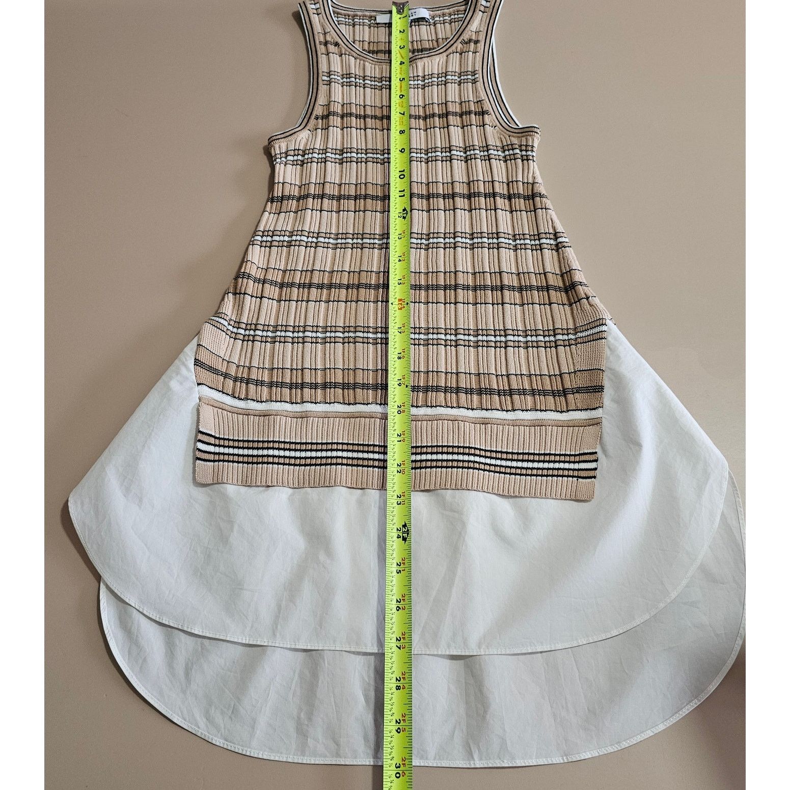 Derek Lam 10 Crosby DEREK LAM 10 CROSBY Layered Cream/Brown Striped Tank Top S Size S / US 4 / IT 40 - 5 Thumbnail
