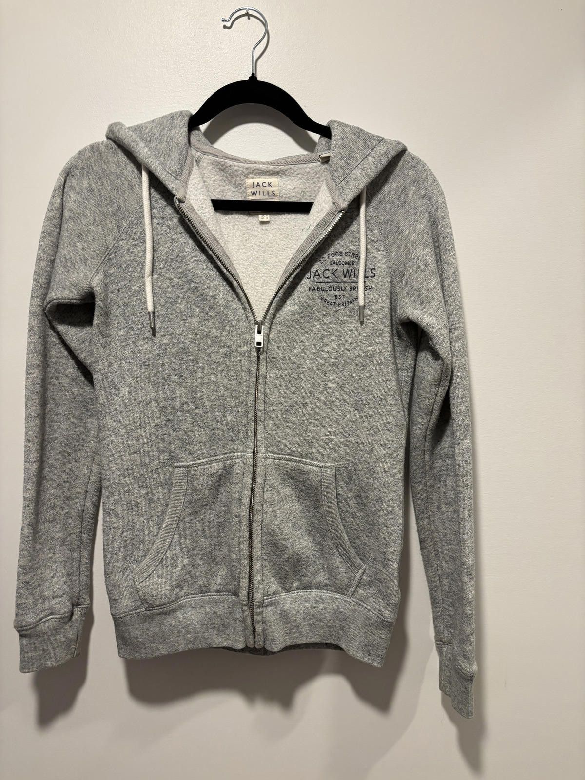 Jack Wills Jack Wills Gray Zip-Up Hoodie with Drawstring Hood Size S / US 4 / IT 40 - 1 Thumbnail