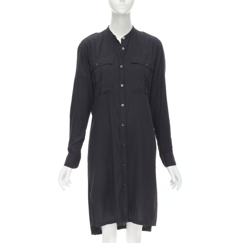 Dries Van Noten DRIES VAN NOTEN black washed cotton cargo pocket button front shirt FR36 XS Size S / US 4 / IT 40 - 1 Thumbnail