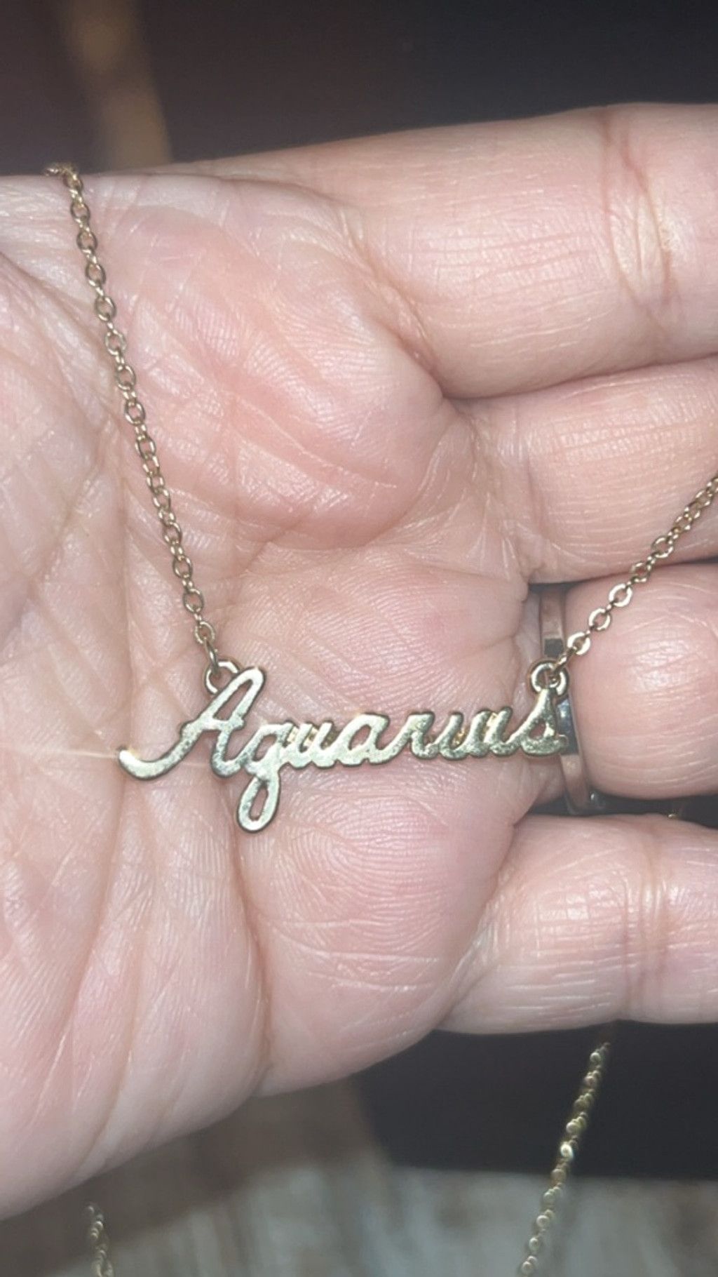 The Unbranded Brand Women's Unbranded Gold Tone Aquarius Script Necklace One Siz Size ONE SIZE - 5 Thumbnail