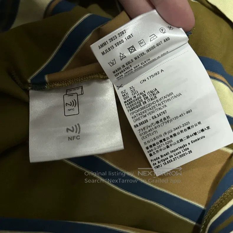 Miu Miu Miu Miu Size XL Yellow-green-brown striped polo Size US XL / EU 56 / 4 - 8 Thumbnail