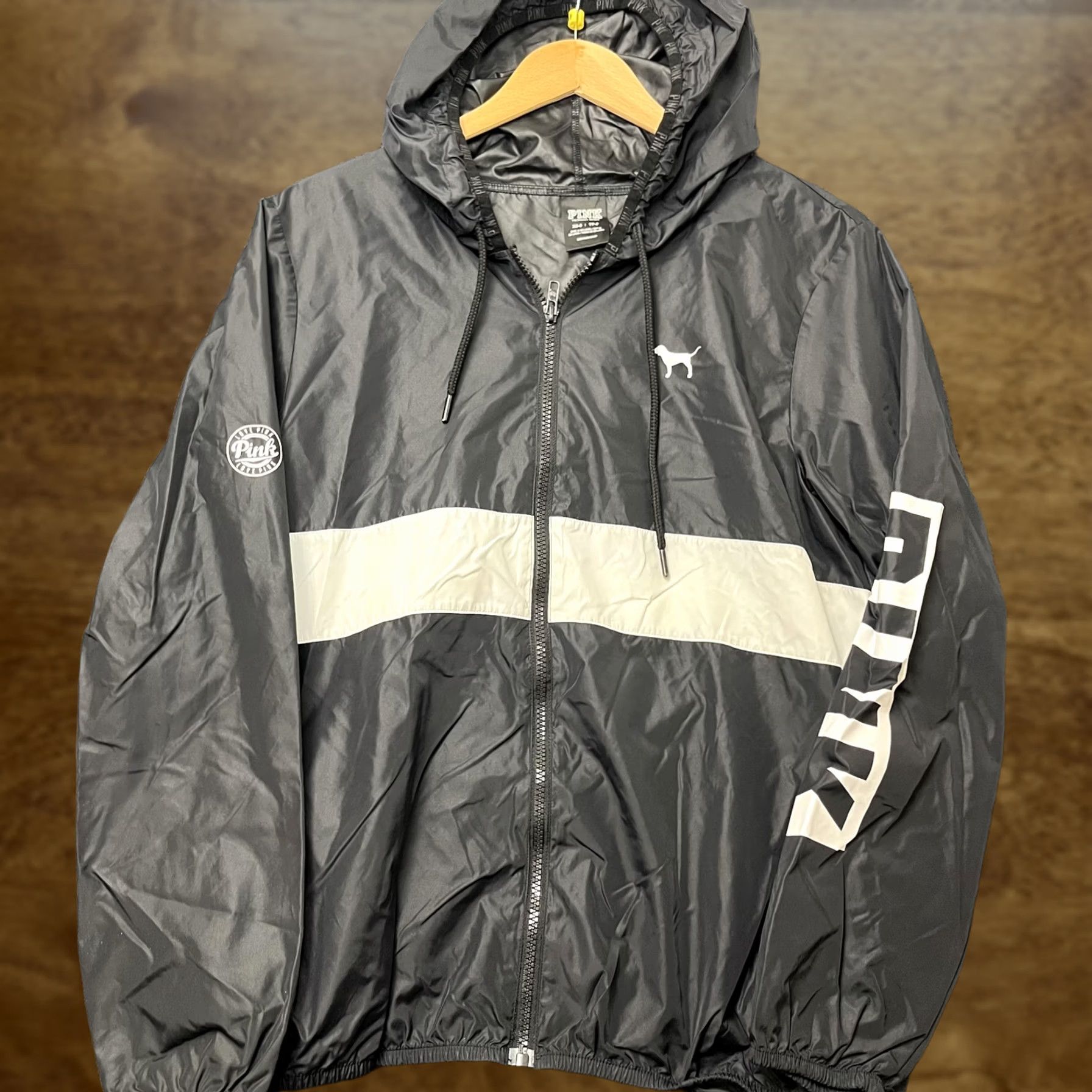 Vintage PINK Victoria'S Secret Windbreaker XS-S Black Nylon Jacket Size XS / US 0-2 / IT 36-38 - 1 Thumbnail