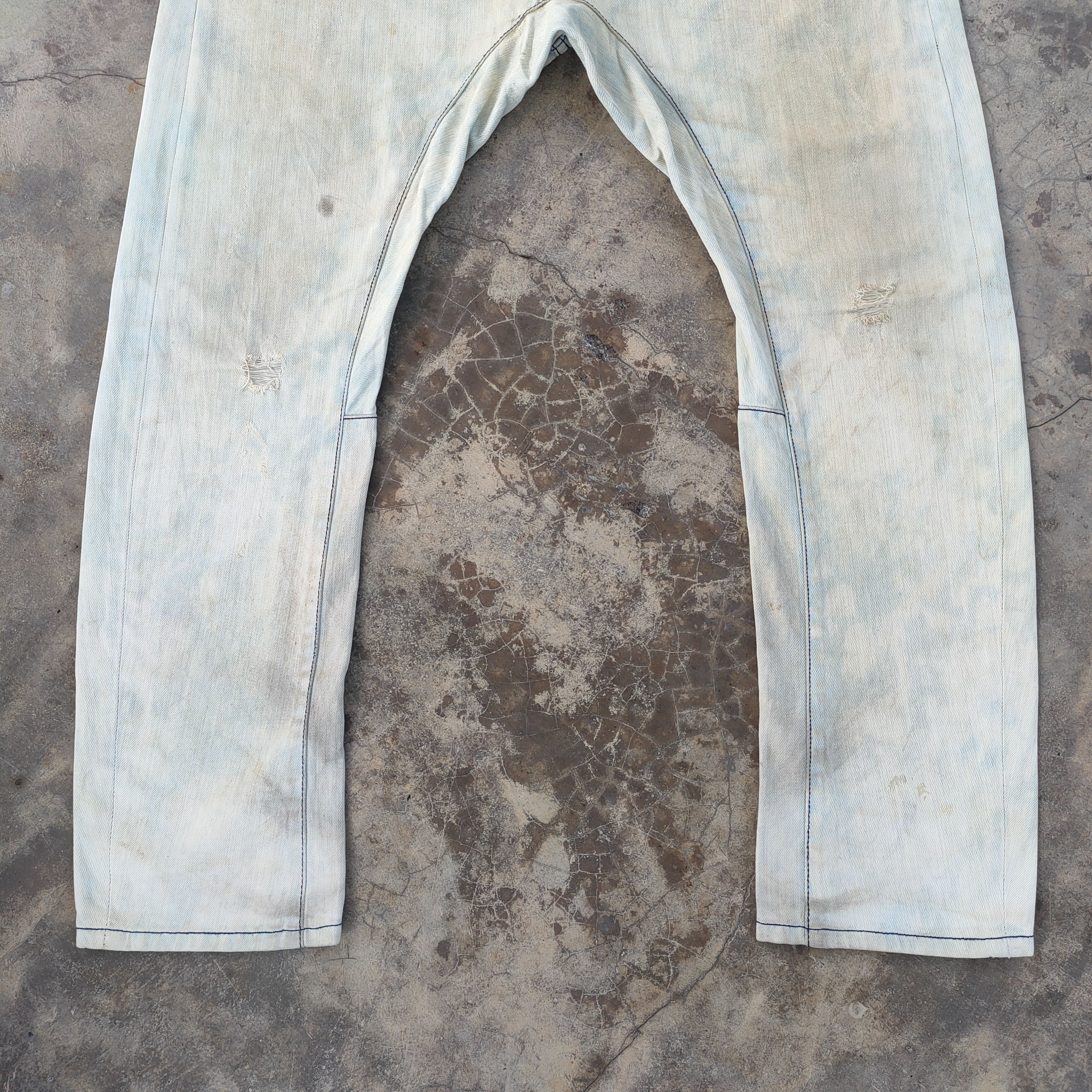 Quiksilver VINTAGE QUICKSILVER RUSTY WHITE YELLOW FADED DENIM JEANS Size US 36 / EU 52 - 3 Thumbnail