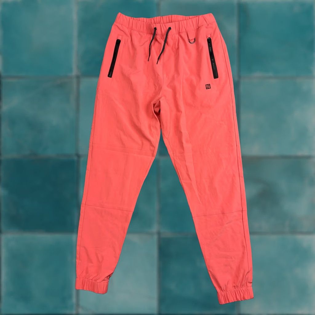 Pinko FLAG NOR FAIL Jogger Pants Mens Small 30x29 Pink Lightweight Pockets Front Zip Pocket Athletic Skinny Fit 86% Polyester 14% Spandex Size US 29 - 1 Thumbnail