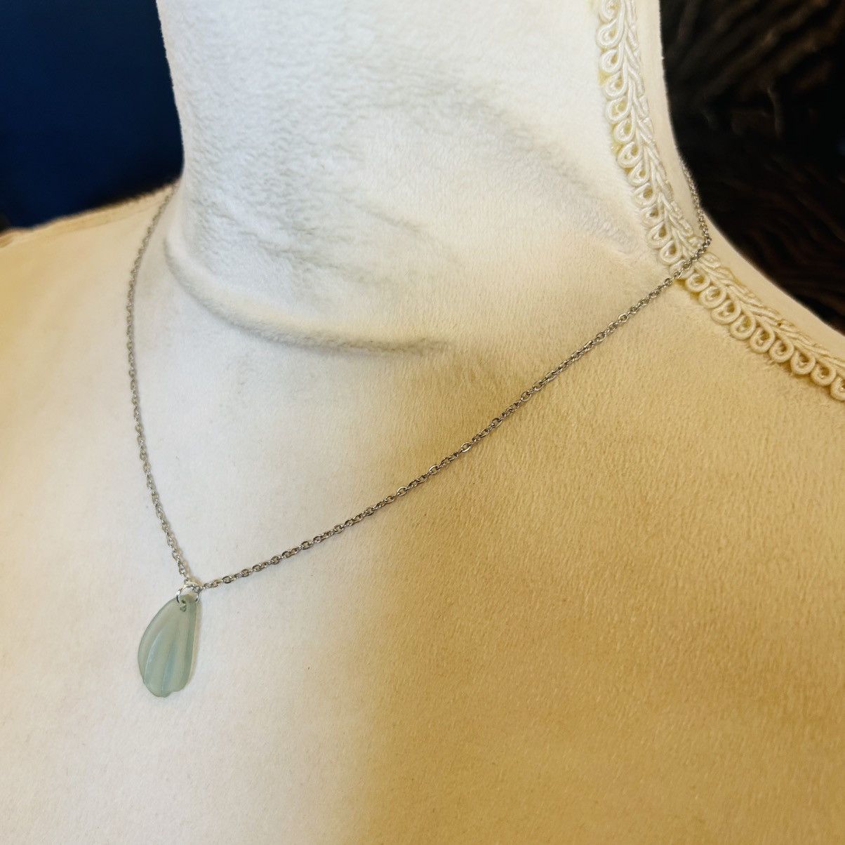 Handmade Handcrafted simulated sea glass pendant on chain necklace Size ONE SIZE - 4 Thumbnail