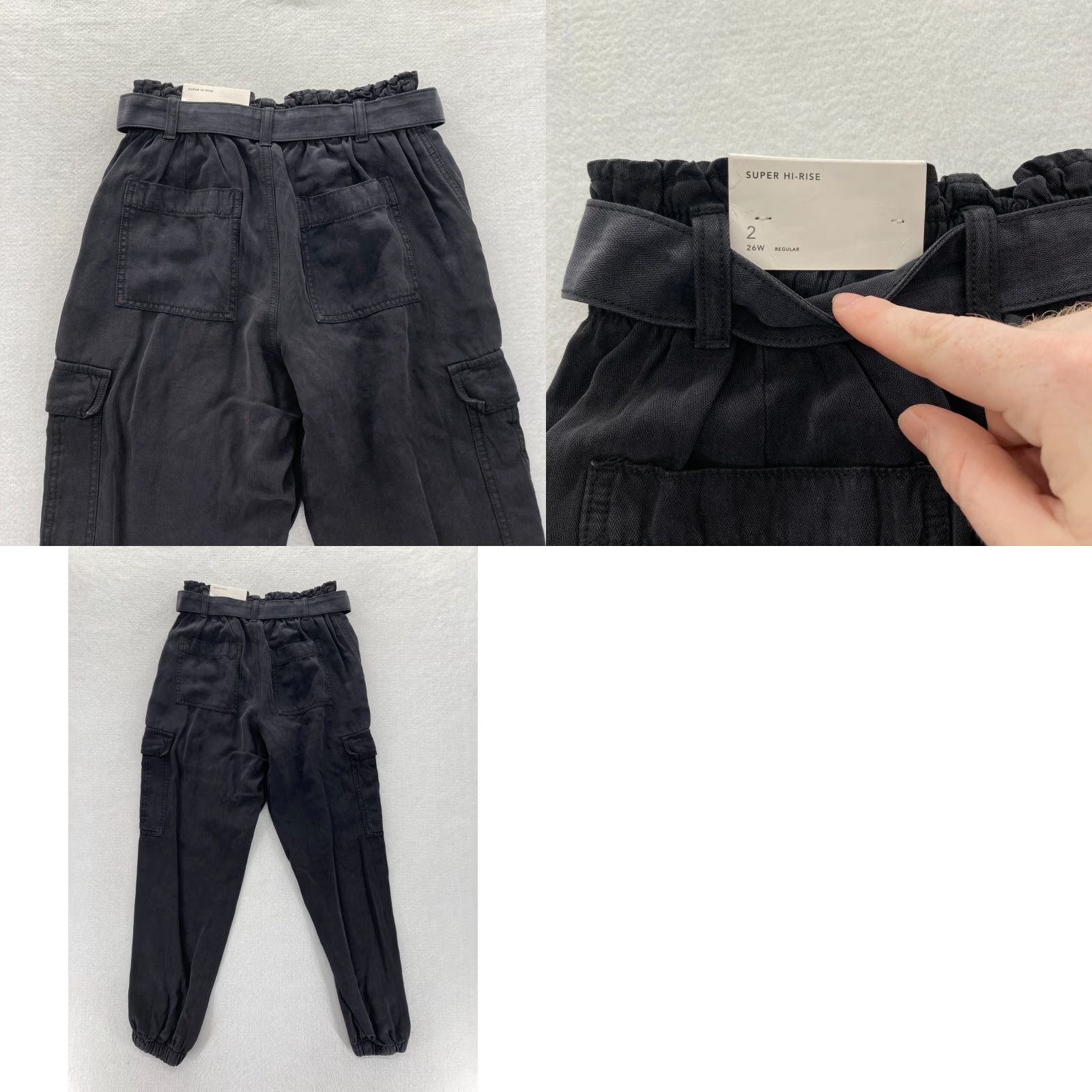 American Eagle Outfitters American Eagle Outfitters Joggers Women's 2 Black Lyocell Stretch Waist Tie Tapered Size 26" / US 2 / IT 38 - 9 Thumbnail