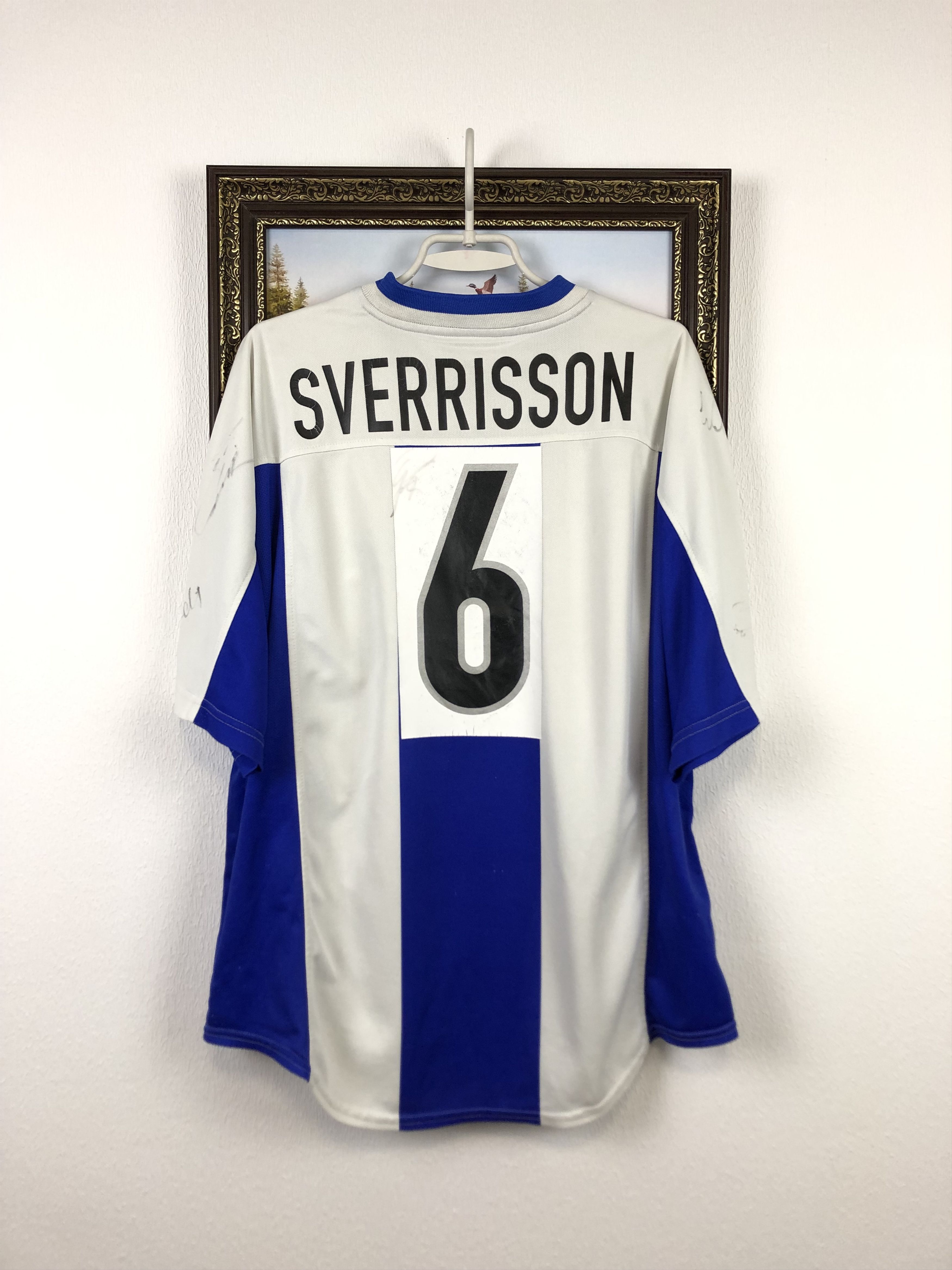Nike Hertha football shirt 1999 Nike #6 Sverrisson Jersey Signed Size US XL / EU 56 / 4 - 1 Thumbnail