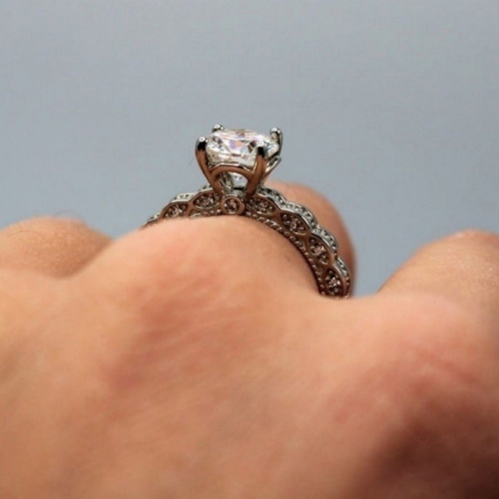 Other 2 Ct Moissanite Ring Rhodium Plated 925 Sterling Silver 6 Size ONE SIZE - 8 Thumbnail