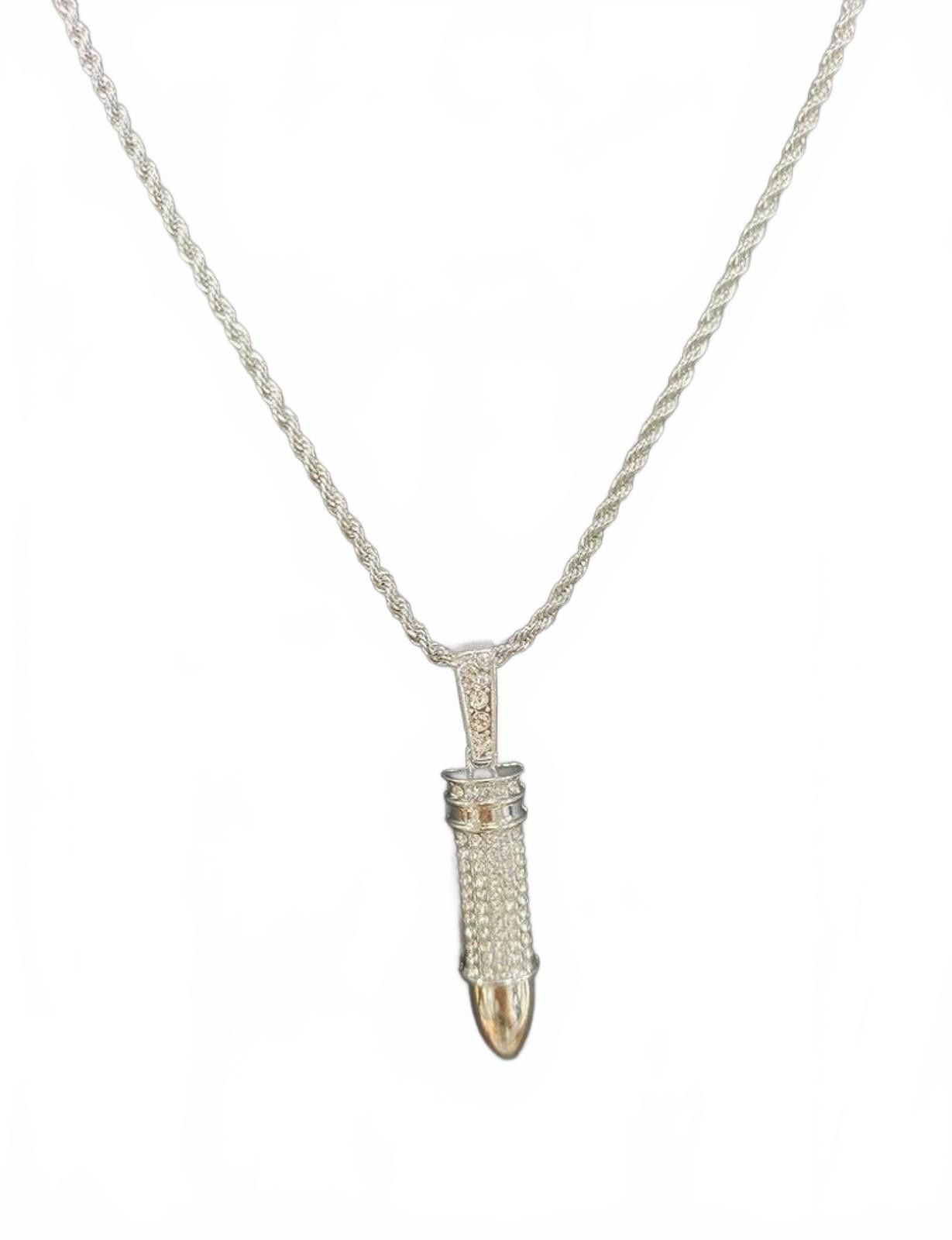 Bullet Noise Men's Diamond Bullet Pendant Necklace 19.6" Chain Size ONE SIZE - 2 Thumbnail