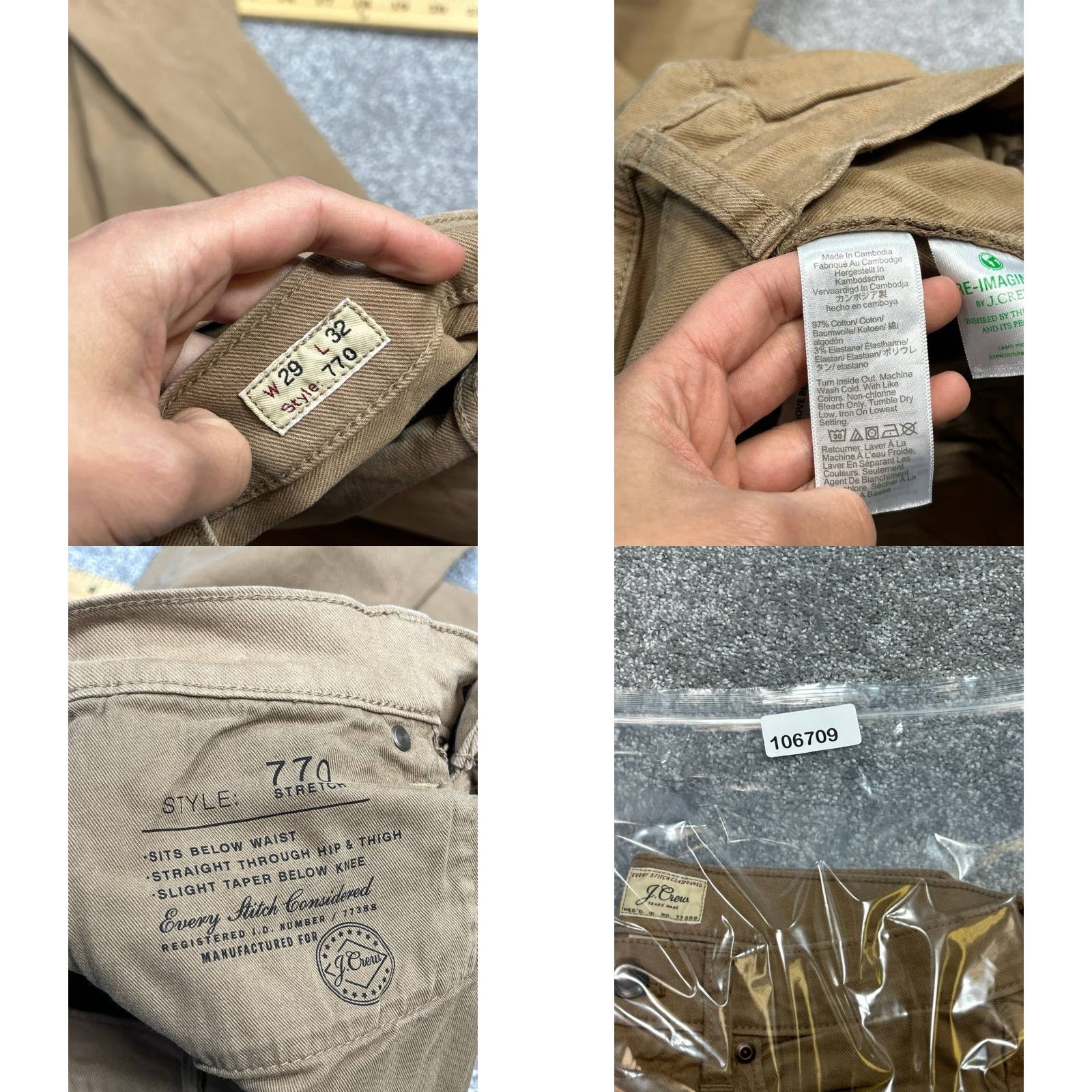 J.Crew J.CREW 770 Jeans Men 29 Brown Cotton Denim Straight 30x26 5-Pocket Solid Modern Preppy Jeans Mens Size US 29 - 8 Thumbnail